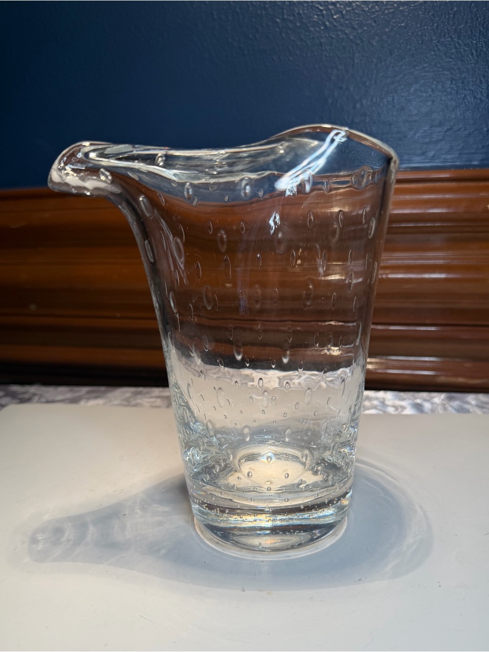 Vintage Webb England Mid-century Cocktail Pitcher Controlled Bubbles Clear Glass